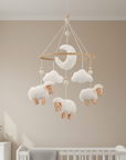 - Bouclé Sheep Baby Mobile | Neutral Nursery Mobile with Sheep, Moon & Clouds Baby Stork