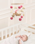 🐰 Bunny Baby Mobile – Soft Pompom Crib Mobile for Girls' Nursery