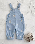 - Daisy Embroidered Overalls – Soft Blue Cotton Baby Stork