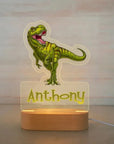 Warm White Tyrannosaurus Rex - Personalised LED Night Light Custom Baby Kids Name Cartoon Dinosaur Acrylic Lamp Baby Stork Night Light