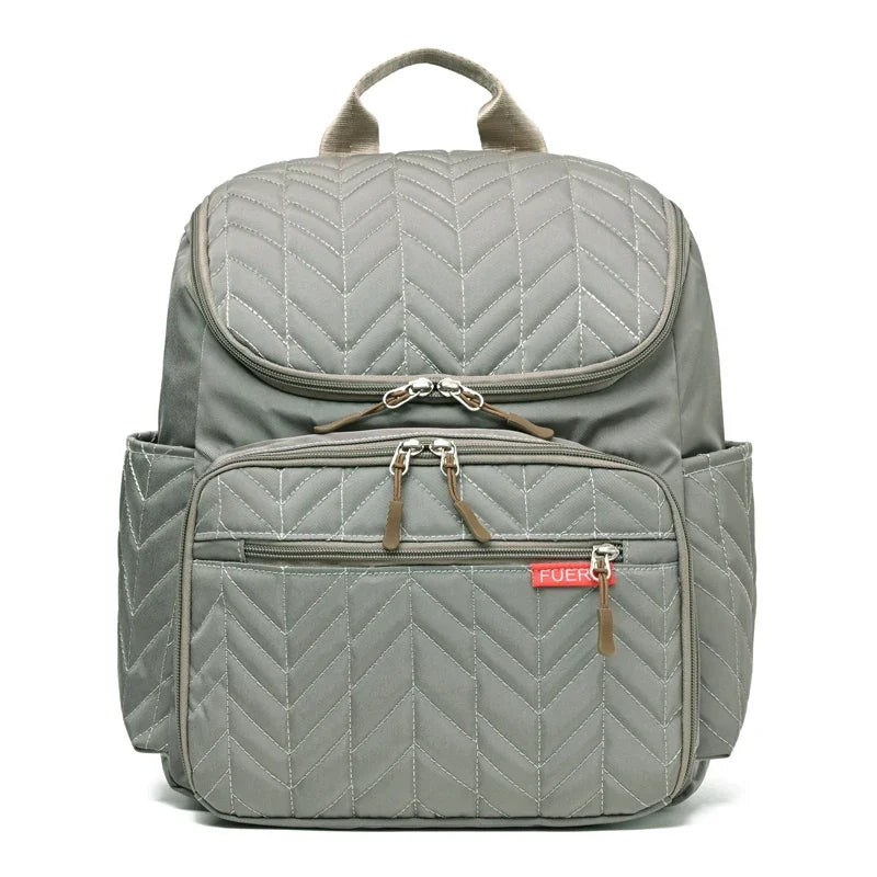 Khaki - Premium Lightweight Quilted Baby Backpack Diaper Bag Baby Stork Diaper Wet Bags