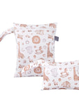 Nursery Safari - 2pcs Cute Travel Wet Dry Bag Set - Waterproof & Portable for Beach, Pool, Nappies, and more Baby Stork Diaper Wet Bags