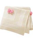 Cream - Super Soft Knitted Baby Blanket – Heart Pattern (90×70cm) Baby Stork