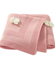 Pink - Super Soft Knitted Baby Blanket – Heart Pattern (90×70cm) Baby Stork