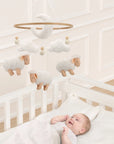 - Bouclé Sheep Baby Mobile | Neutral Nursery Mobile with Sheep, Moon & Clouds Baby Stork
