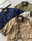 Kids Check Detail Collared Jacket