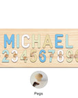 - Custom Wooden Name & Number Puzzle – Personalised Educational Toy Baby Stork