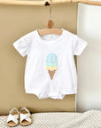 - Ice Cream Embroidered Baby Romper – 100% Cotton Bodysuit Baby Stork