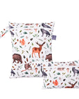 Wilderness Friends - 2pcs Cute Travel Wet Dry Bag Set - Waterproof & Portable for Beach, Pool, Nappies, and more Baby Stork Diaper Wet Bags
