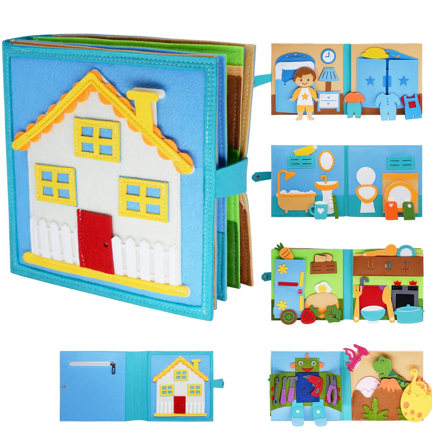 - Activity Story Book Handmade Montessori Felt - Boys Busy Book Baby Stork Books