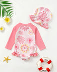 Pink Floral Baby & Toddler Swimsuit & Hat Set