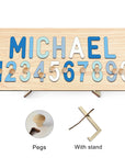 - Custom Wooden Name & Number Puzzle – Personalised Educational Toy Baby Stork