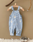 - Daisy Embroidered Overalls – Soft Blue Cotton Baby Stork