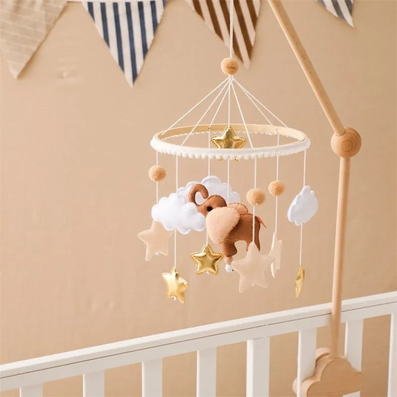 - Handmade Baby Elephant Crib Mobile | Soft Felt & Natural Wood | Nursery Decor Baby Stork Baby Mobile