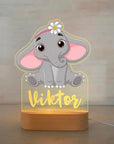 Elephant Warm Light - Personalised Zoo Friends Night Light Custom Name LED Lamp for Kids Baby Stork Night Light