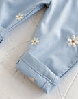 - Daisy Embroidered Overalls – Soft Blue Cotton Baby Stork