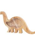Dinosaur - Personalised Name Wooden Piggy Bank - Custom Animal & Dinosaur Designs | 6 Unique Styles Baby Stork Piggy Banks