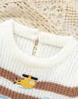 - Light Blue Vehicle Knit Sweater – Soft & Warm Striped Baby Jumper Baby Stork