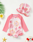Pink Floral Baby & Toddler Swimsuit & Hat Set