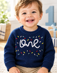 One Birthday Embroidered Knit Sweater | Six Colours