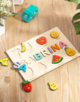 - Custom Name Puzzle with Fruit Friends – Personalised Learning Gift for Kids | Montessori Puzzle Toys Baby Stork Puzzles