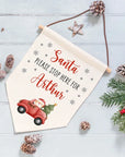 - Personalised Name "Santa Stop Here" Christmas Banner Sign Baby Stork Christmas Decor