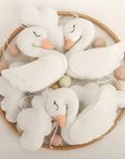 - 🦢 Swan Baby Mobile – White Felt Nursery Mobile with Clouds and Blush Accents Baby Stork Baby Mobile