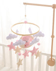 - Bear Cuddling the Moon & Night Sky Felt Nursery Mobile Baby Stork Baby Mobile