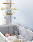 - 🌙 Teddy Bear Moon Baby Mobile – Blue Stars and Clouds Crib Mobile Baby Stork Baby Mobile