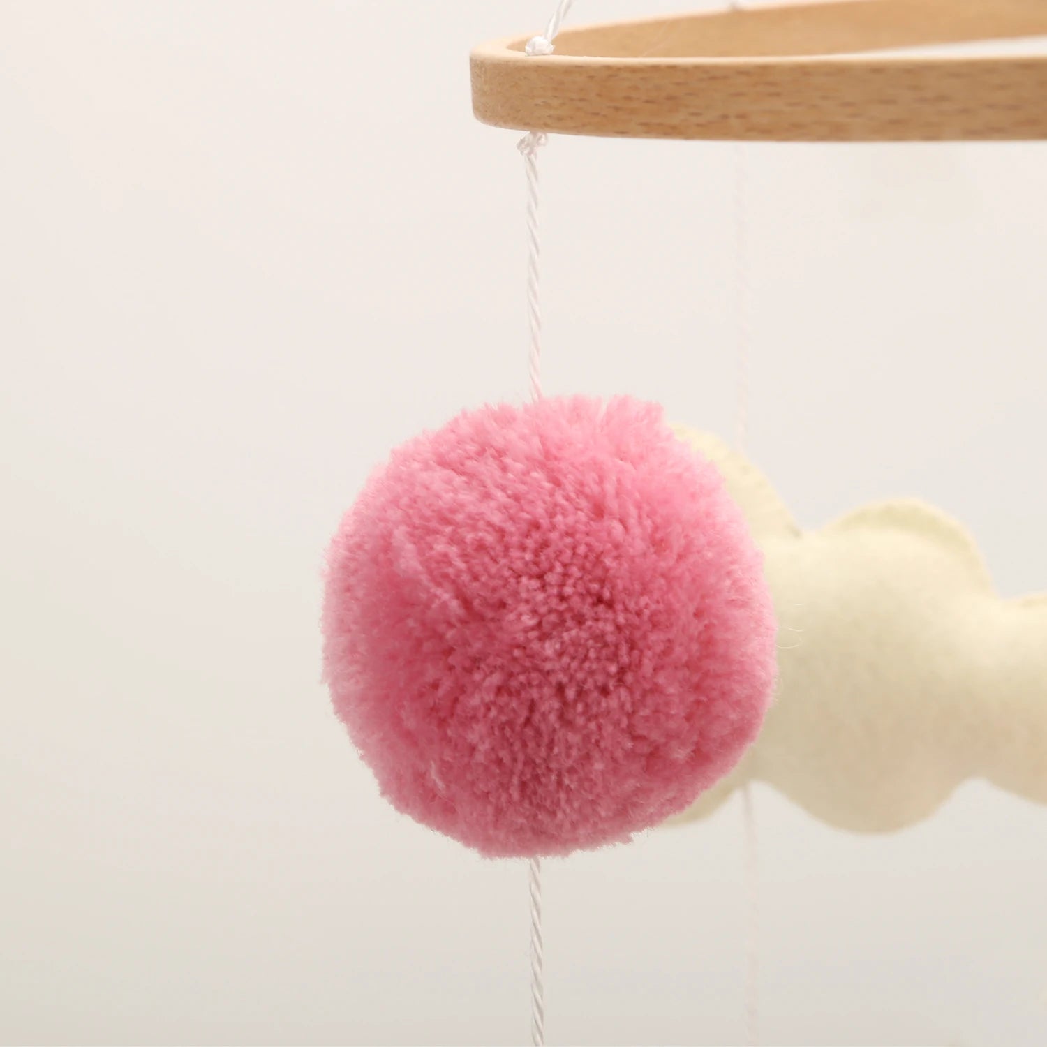 - 🐰 Bunny Baby Mobile – Soft Pompom Crib Mobile for Girls' Nursery Baby Stork Baby Mobile
