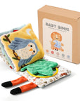 - Soft Sensory Baby Cloth Book with 3D Animals, Mirror & Textures – Montessori Early Learning Toy Baby Stork