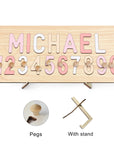 - Custom Wooden Name & Number Puzzle – Personalised Educational Toy Baby Stork