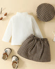 - Houndstooth Baby & Toddler Skirt Outfit with Beret Baby Stork