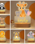 - Personalised Zoo Friends Night Light Custom Name LED Lamp for Kids Baby Stork Night Light