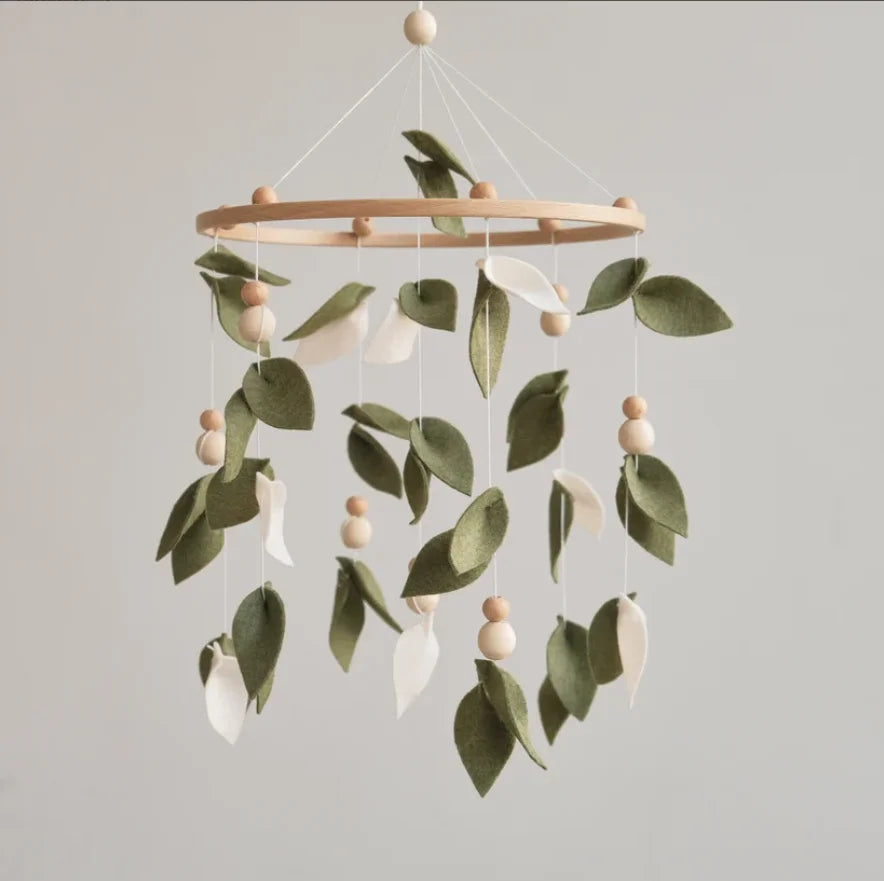 - Handmade Baby Forest Mobile – Green Leaf Crib Mobile for Nursery Decor & Baby Shower Gift Baby Stork Baby Mobile