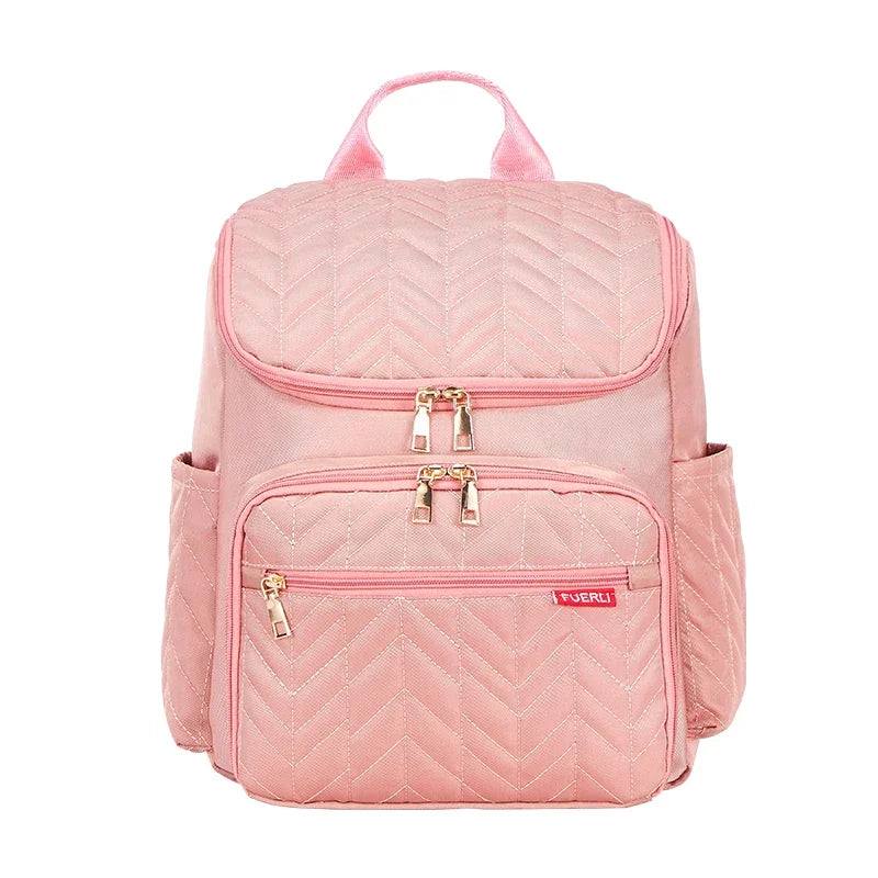 Pink - Premium Lightweight Quilted Baby Backpack Diaper Bag Baby Stork Diaper Wet Bags