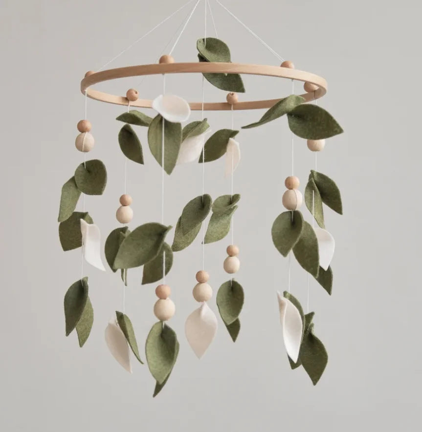 - Handmade Baby Forest Mobile – Green Leaf Crib Mobile for Nursery Decor & Baby Shower Gift Baby Stork Baby Mobile