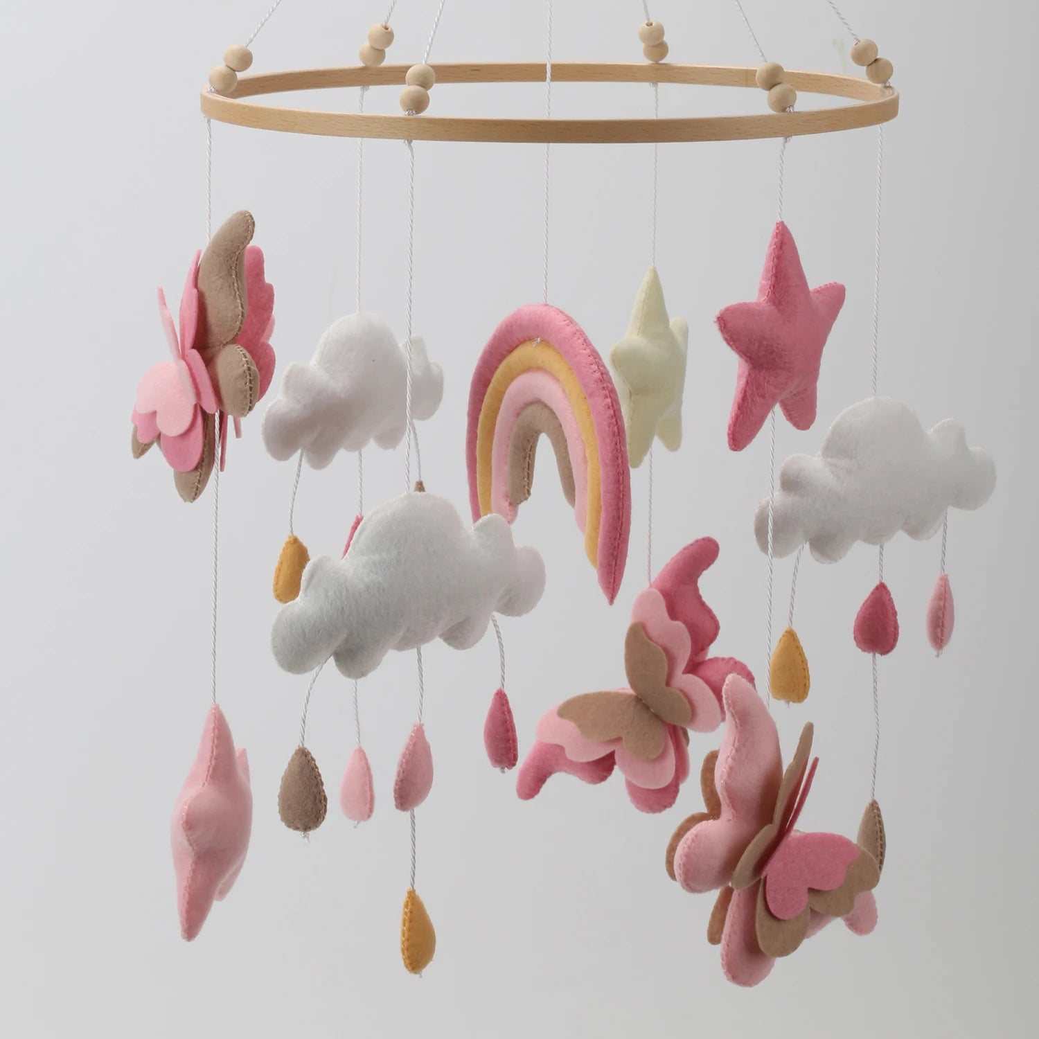 - Handmade Butterfly Baby Mobile – Pink Nursery Cot Mobile with Stars & Rainbows Baby Stork Baby Mobile