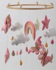 - Handmade Butterfly Baby Mobile – Pink Nursery Cot Mobile with Stars & Rainbows Baby Stork Baby Mobile