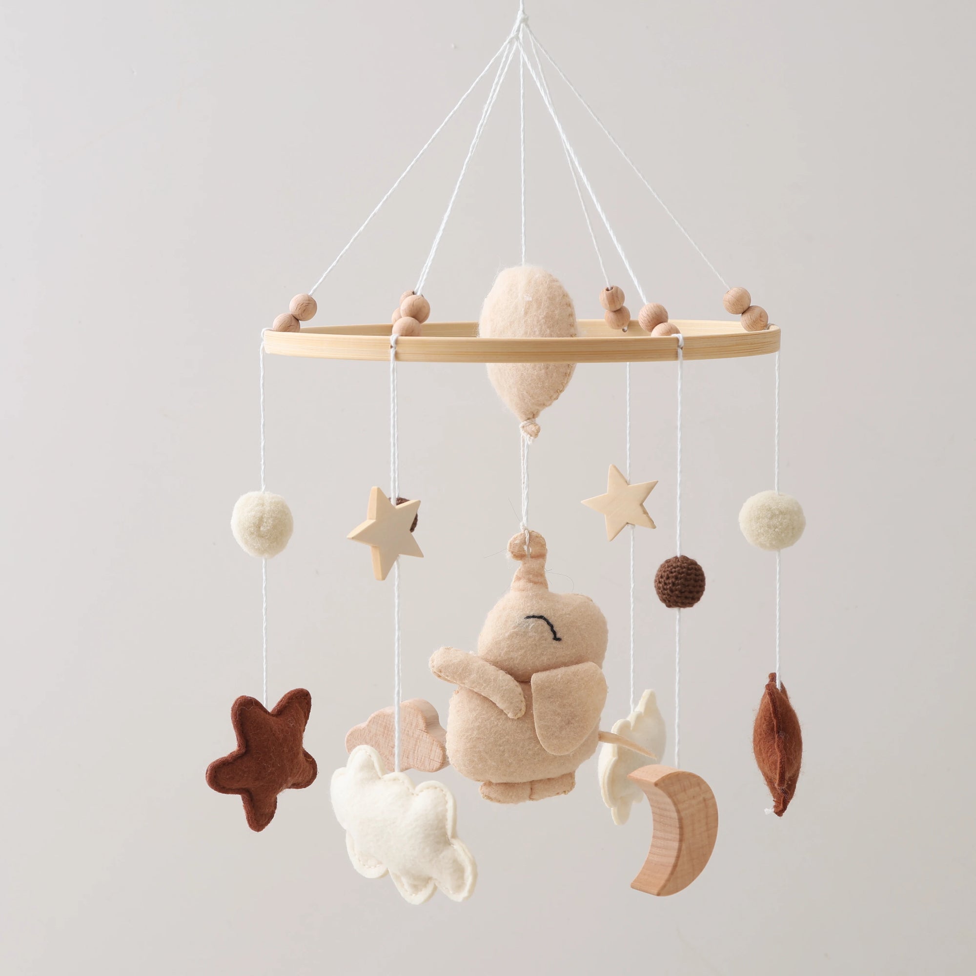 - Neutral Bear & Moon Baby Mobile – Natural Nursery Decor Baby Stork Baby Mobile