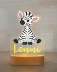 Zebra Warm Light - Personalised Zoo Friends Night Light Custom Name LED Lamp for Kids Baby Stork Night Light