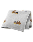 Grey - Truck Pattern Baby Blanket – 90 × 70 cm | Soft Acrylic | 6 Colours Baby Stork