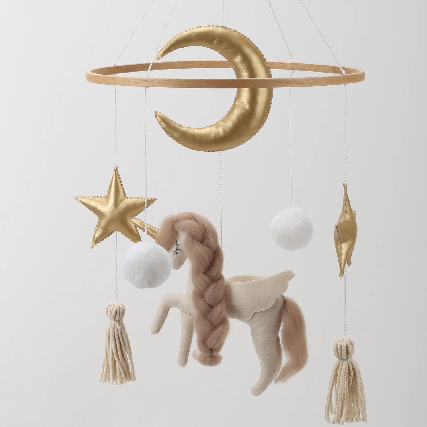 - 🦄 Golden Unicorn Baby Mobile – Elegant Crib Mobile for Girls’ Nursery Baby Stork Baby Mobile