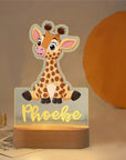 - Personalised Zoo Friends Night Light Custom Name LED Lamp for Kids Baby Stork Night Light