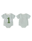 - “One” First Birthday Romper Baby Stork