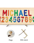 - Custom Wooden Name & Number Puzzle – Personalised Educational Toy Baby Stork
