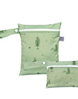 Green Tree - 2pcs Cute Travel Wet Dry Bag Set - Waterproof & Portable for Beach, Pool, Nappies, and more Baby Stork Diaper Wet Bags