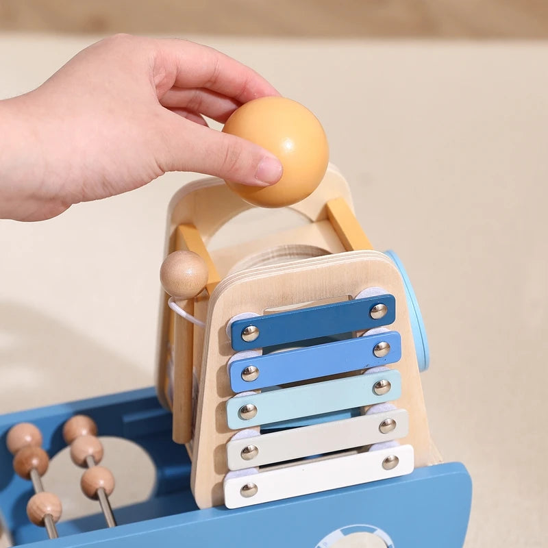 - 5-in-1 Multi-Activity Wooden Boat Busy Cube | Montessori-Inspired Educational Toy Baby Stork