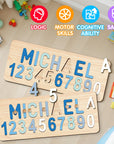 - Custom Wooden Name & Number Puzzle – Personalised Educational Toy Baby Stork