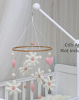 - Daisy & Hearts Felt Cot Mobile - Pink & Cream AE